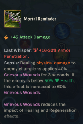 Mortal Reminder Wild Rift Item