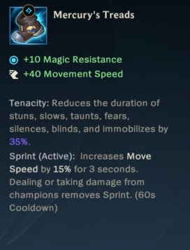 Mercury's Treads Wild Rift Item